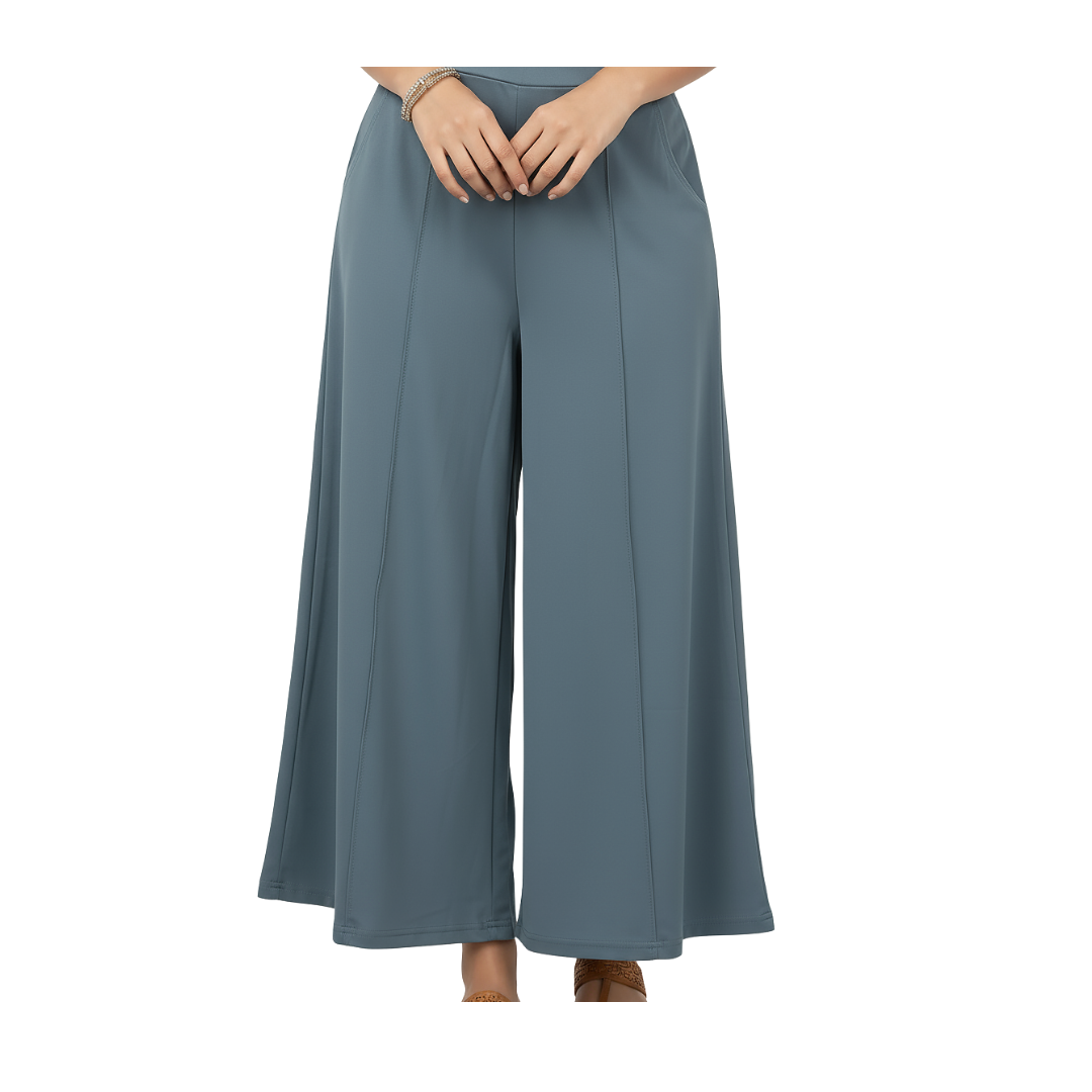 ENVAGOR Eira Series Women Palazzo| Regular Fit | Wide Leg | Office Wear| Casual Wear| 2 Pockets Teal Colour