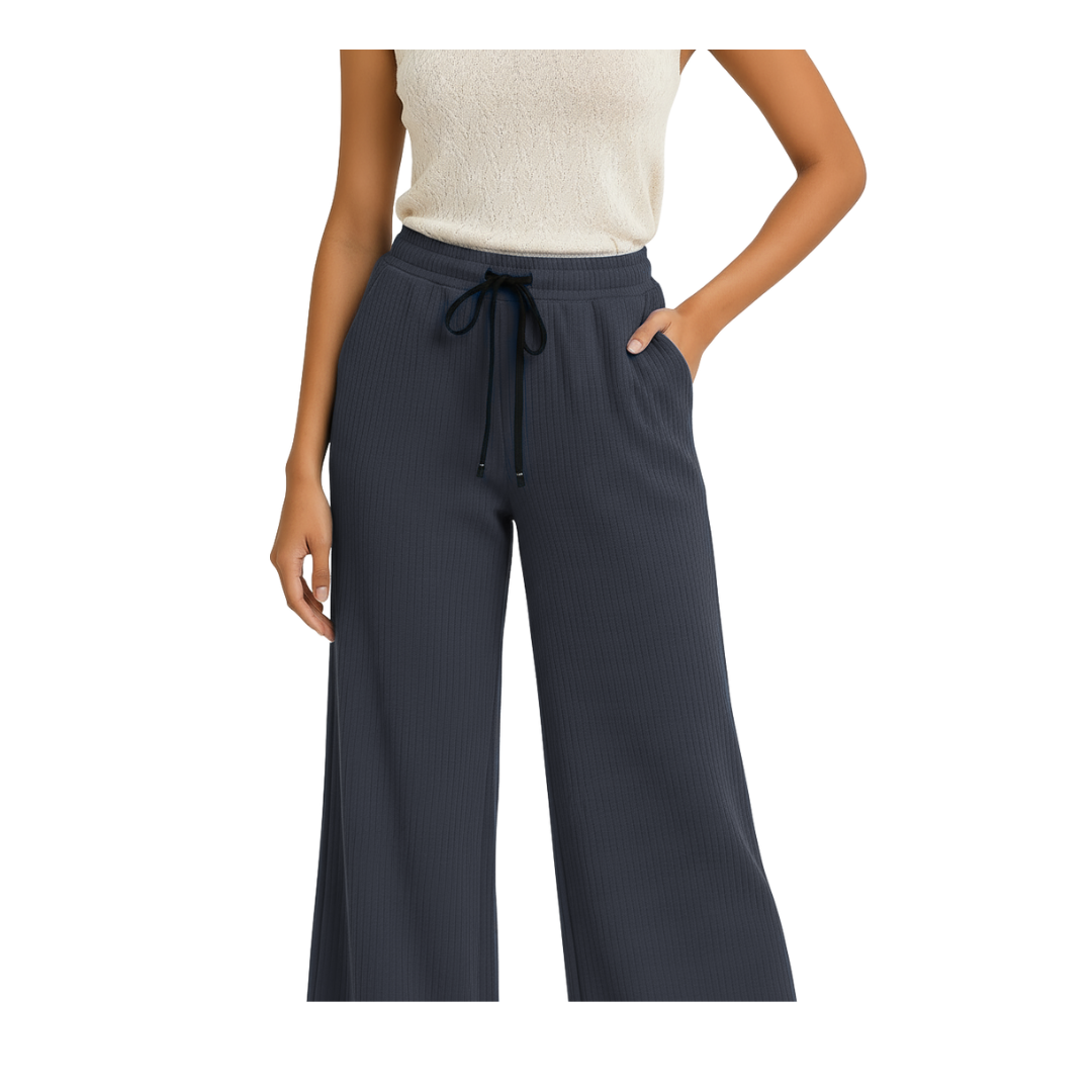 ENVAGOR Sena Series Women Palazzo| Regular Fit | Wide Leg | Office Wear| Casual Wear| 2 Pockets Dark Blue Colour