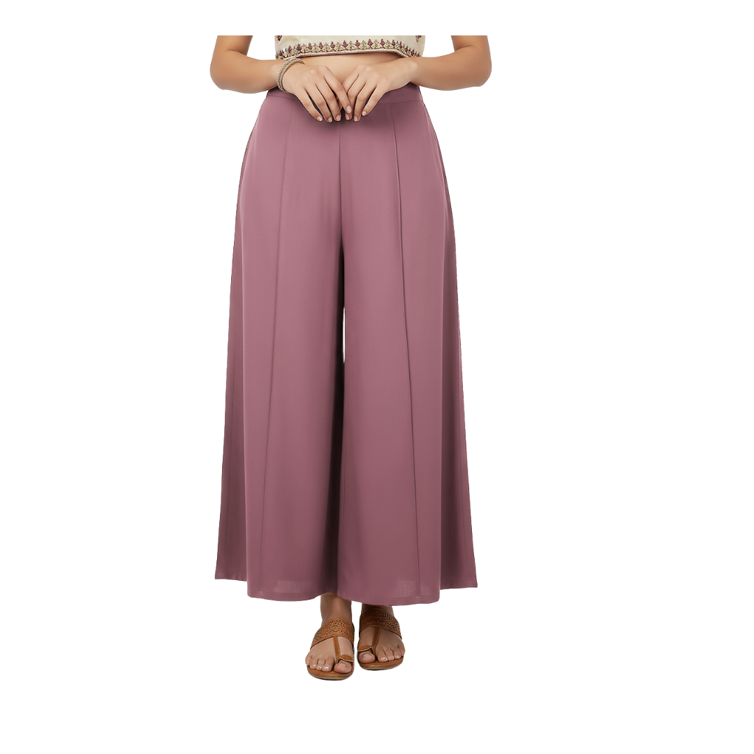 ENVAGOR Eira Series Women Palazzo| Regular Fit | Wide Leg | Office Wear| Casual Wear| 2 Pockets Pink Colour