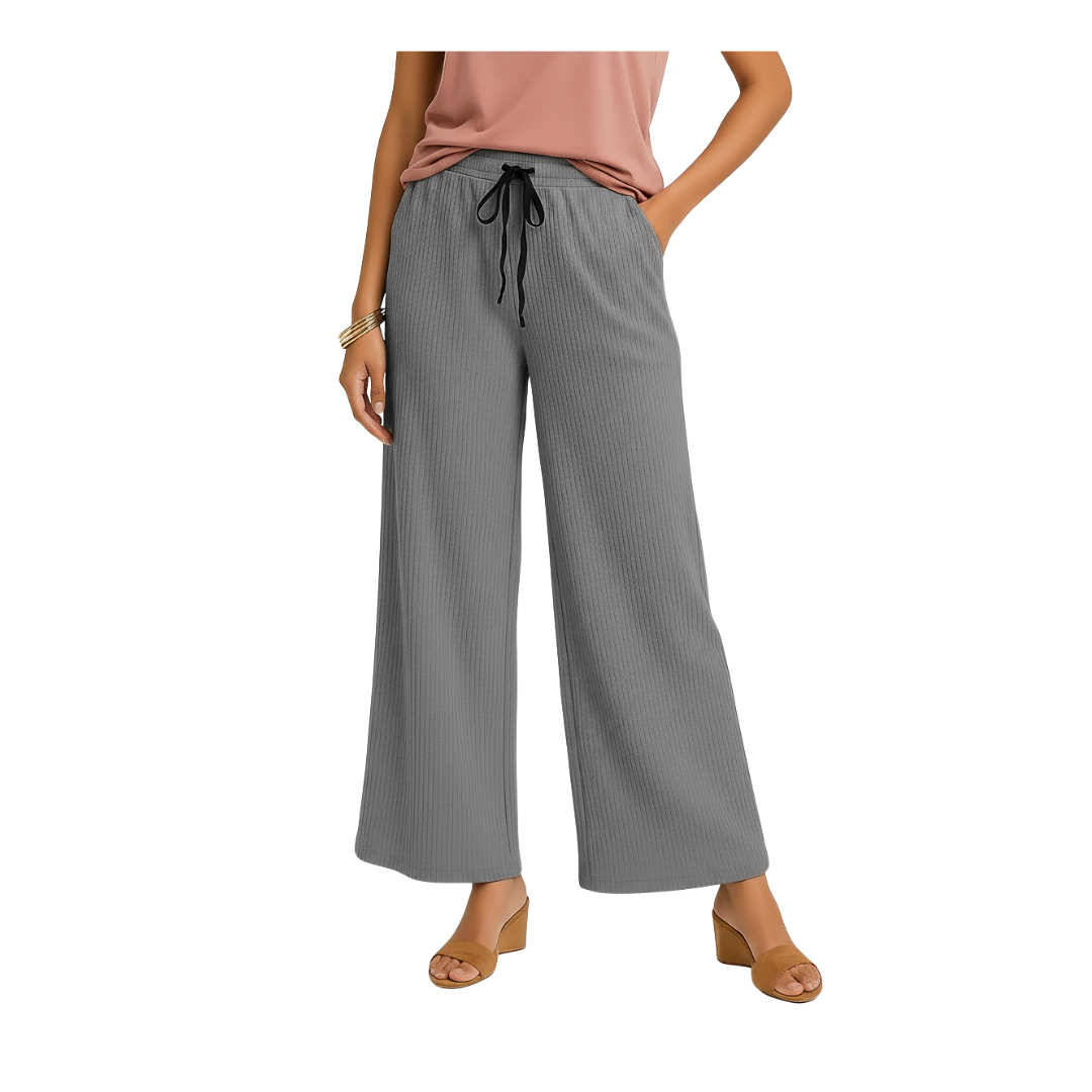 ENVAGOR Sena Series Women Palazzo| Regular Fit | Wide Leg | Office Wear| Casual Wear| 2 Pockets Grey Colour