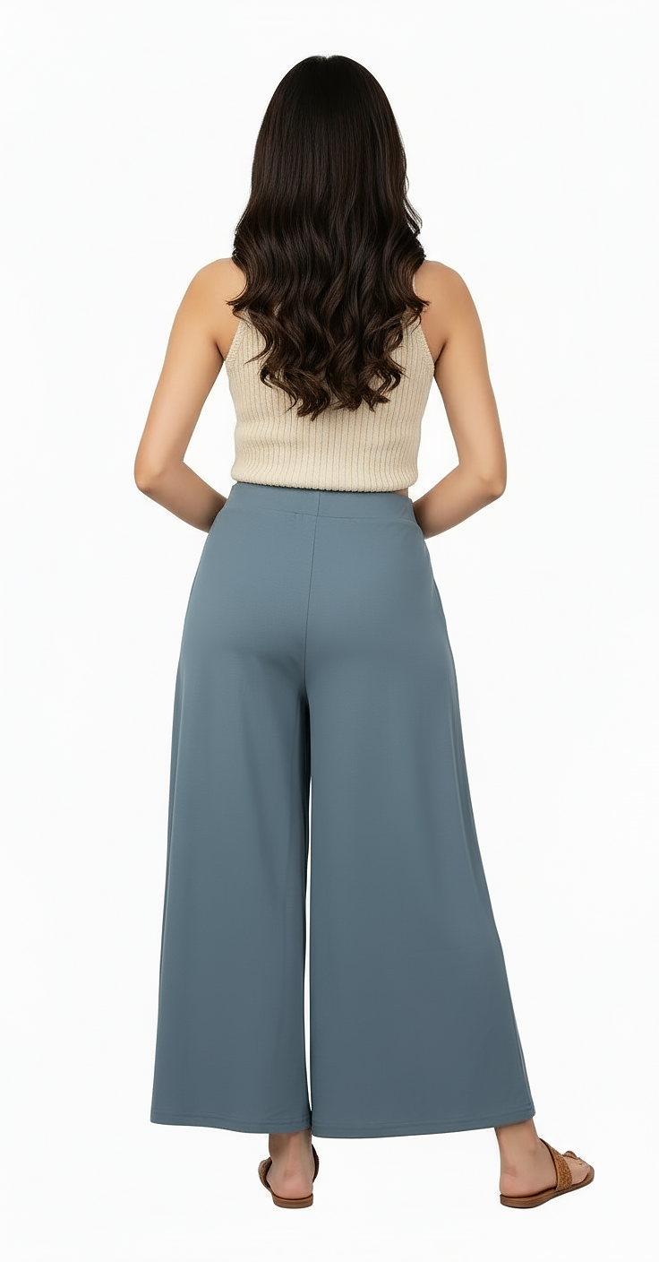 ENVAGOR Eira Series Women Palazzo| Regular Fit | Wide Leg | Office Wear| Casual Wear| 2 Pockets Teal Colour