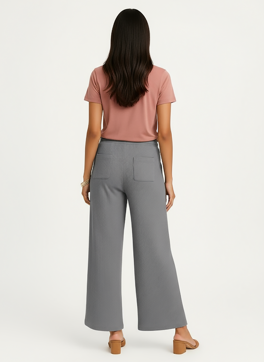 ENVAGOR Sena Series Women Palazzo| Regular Fit | Wide Leg | Office Wear| Casual Wear| 2 Pockets Grey Colour