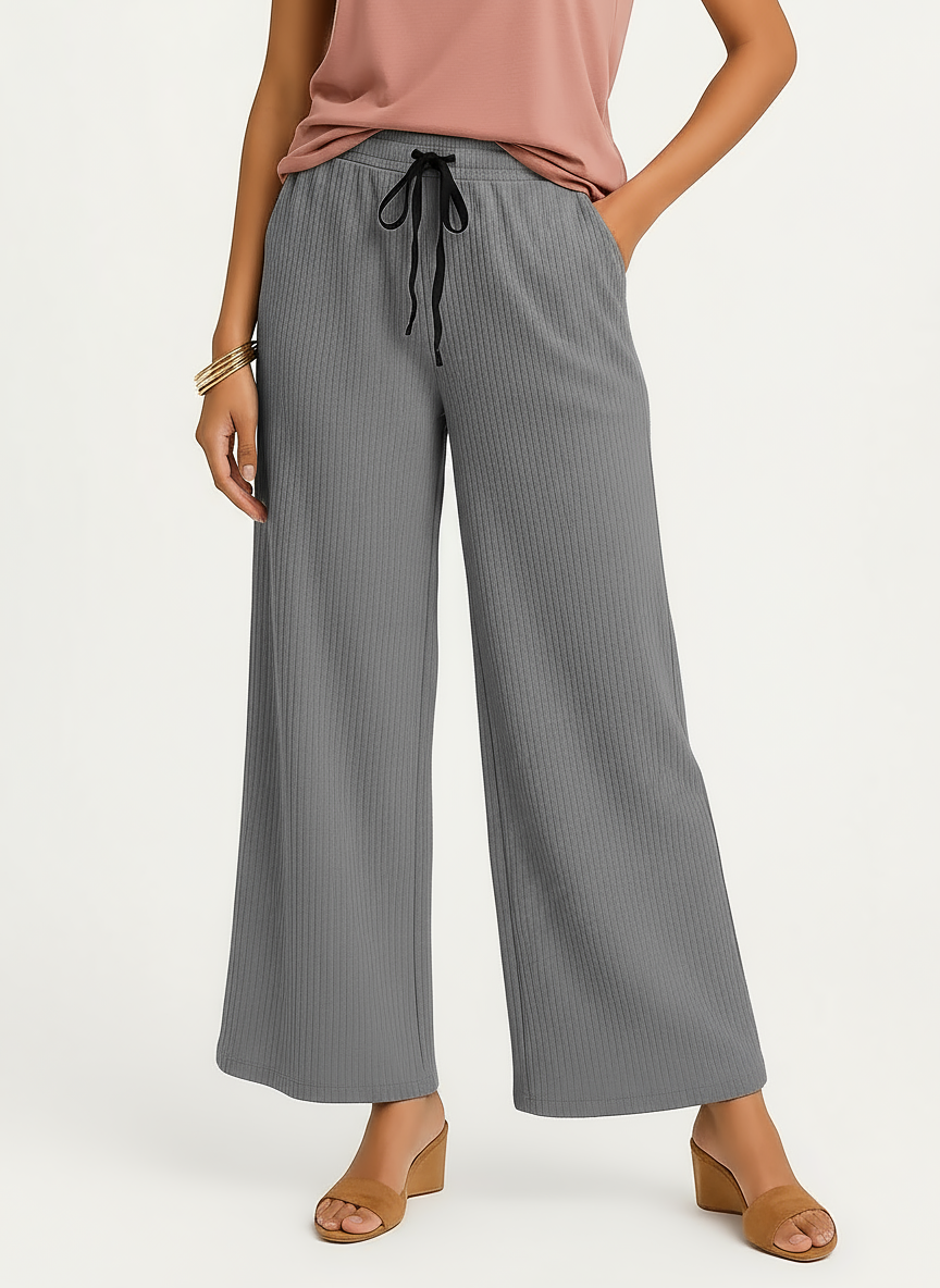 ENVAGOR Sena Series Women Palazzo| Regular Fit | Wide Leg | Office Wear| Casual Wear| 2 Pockets Grey Colour
