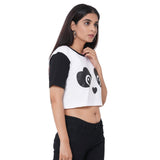 Panda Crop Top for Women - Black
