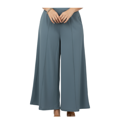 ENVAGOR Eira Series Women Palazzo| Regular Fit | Wide Leg | Office Wear| Casual Wear| 2 Pockets Teal Colour