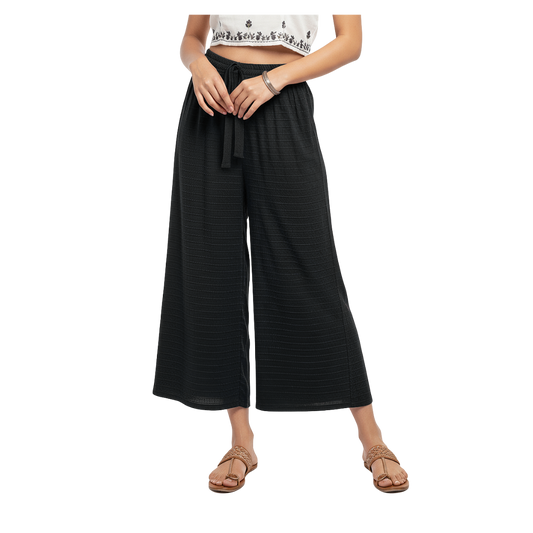 ENVAGOR Cling Series Women Palazzo| Regular Fit | Wide Leg | Office Wear| Casual Wear| 2 Pockets Black Colour
