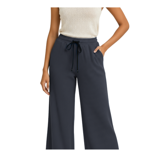 ENVAGOR Sena Series Women Palazzo| Regular Fit | Wide Leg | Office Wear| Casual Wear| 2 Pockets Dark Blue Colour