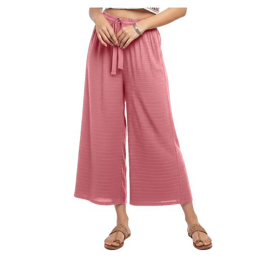 ENVAGOR Cling Series Women Palazzo| Regular Fit | Wide Leg | Office Wear| Casual Wear| 2 Pockets Pink Colour