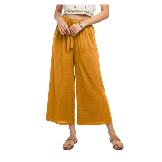 ENVAGOR Cling Series Women Palazzo| Regular Fit | Wide Leg | Office Wear| Casual Wear| 2 Pockets Mango Colour
