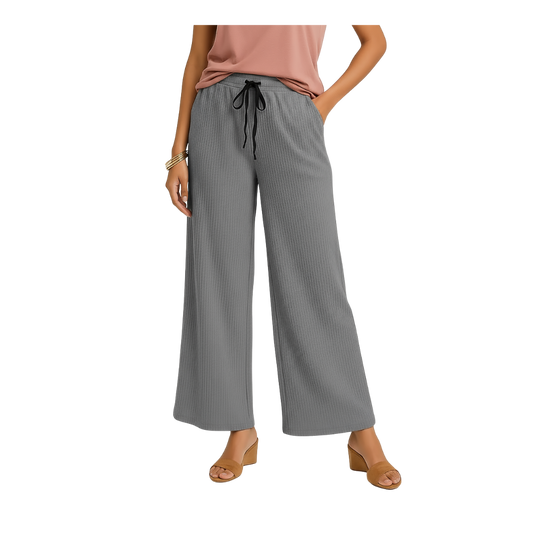 ENVAGOR Sena Series Women Palazzo| Regular Fit | Wide Leg | Office Wear| Casual Wear| 2 Pockets Grey Colour