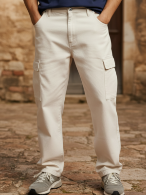 Baggy Denim White Jeans-Dripp Series-